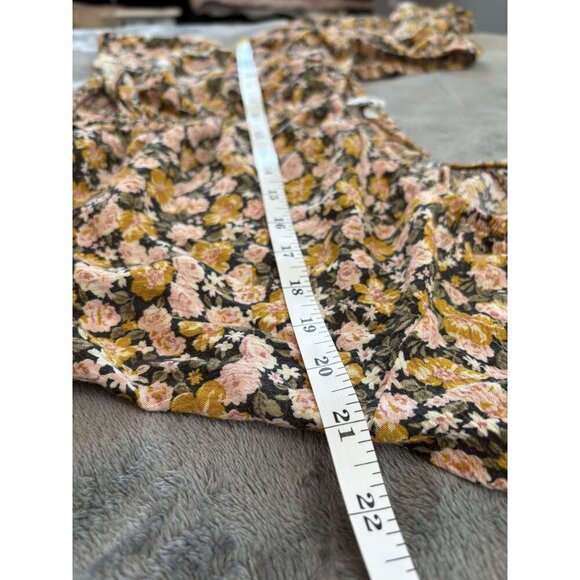 American Eagle Women's Off-Shoulder Floral Bohemian Blouse XXL Yellow Cropped - Picture 8 of 9